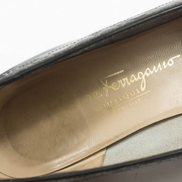Salvatore Ferragamo Patent Leather Bow Flats - Women's Size 7 C Wide - Black - Picture 9 of 10